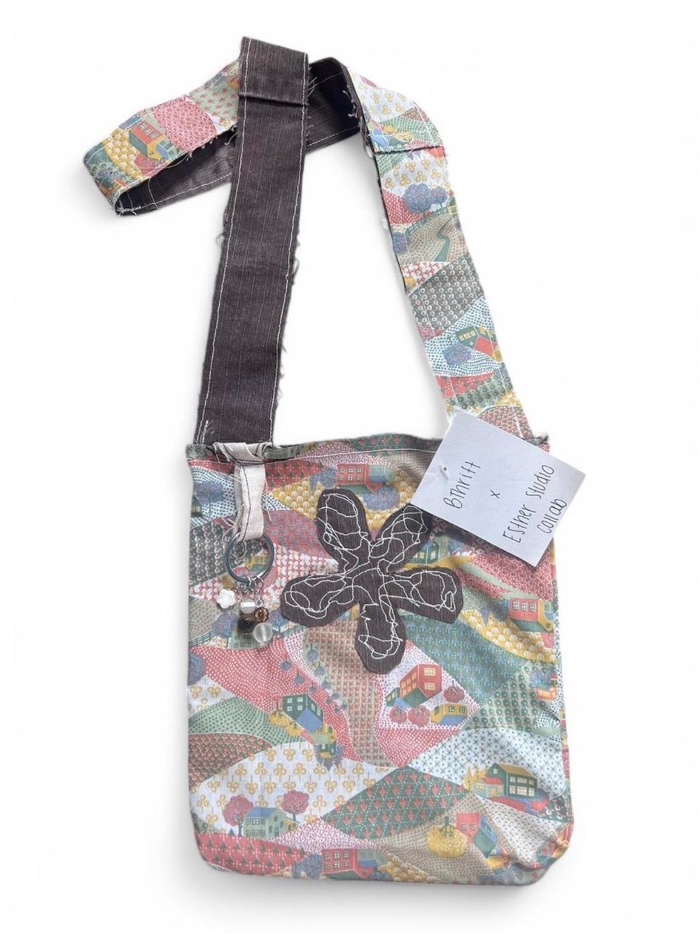 Patchwork Floral Applique Crossbody Bag - Multicolor